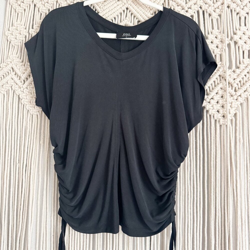 COA by Anthropologie Black Cinch-Side Blouse Size 2 Small Unisex Fall Layering